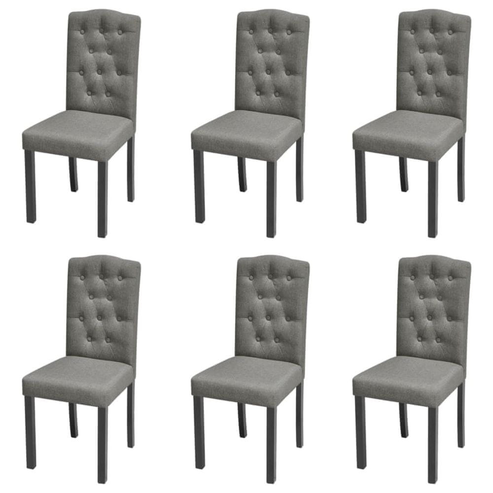 Vidaxl Jedálenské stoličky 6 ks, sivé, látka